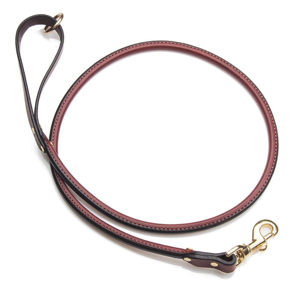 Rolled brown leather dog leash from Leucadia Mercantile