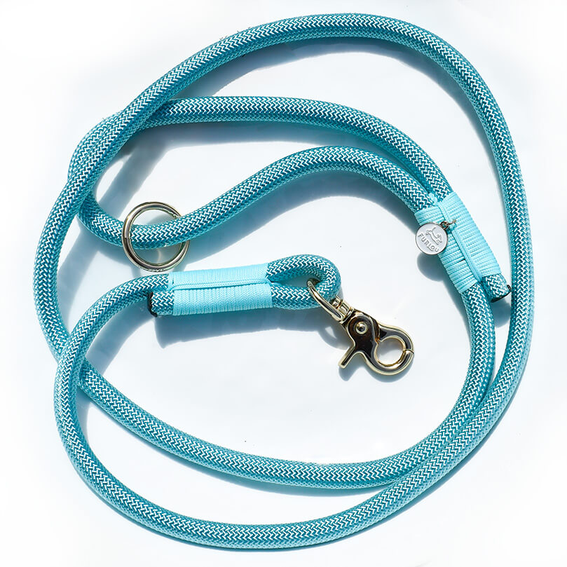 Turquoise Blue Double-Braided Nylon Rope Dog Leash