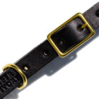 Black Leather Dog Collar with brass hardware