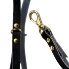 Black Leather Dog Leash Hardware closeup