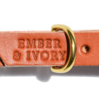 Caramel Brown Leather Dog Collar detail