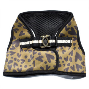 Khaki & Black Hearts Dog Harness