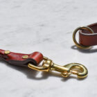 Rolled brown leather dog leash from Leucadia Mercantile