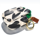 Vegan Leather Heart Print Treat Pouch in Black White and Green