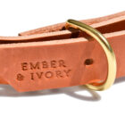 Caramel Brown Wide Leather Dog Collar - Detail