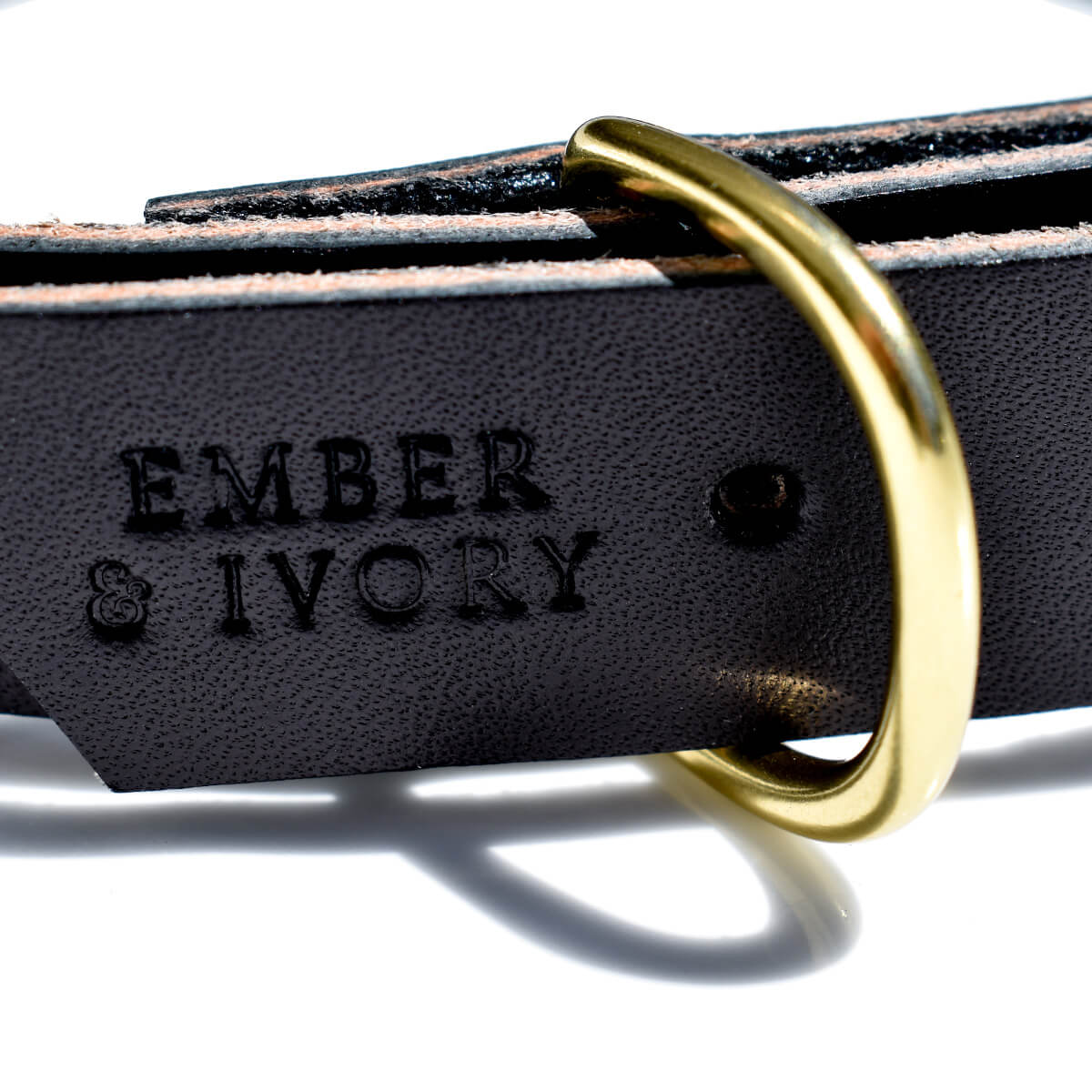 Black Wide Leather Dog Collar - detail