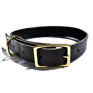 Black Wide Leather Dog Collar
