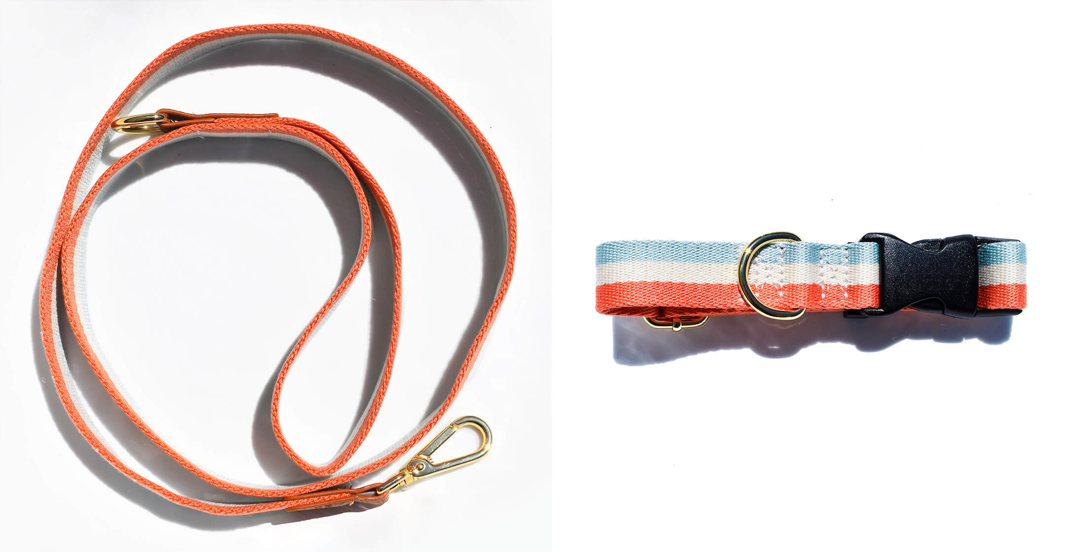 Blue Coral and White Stripe matched set