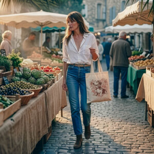 Botanical dog tote bag — eco cotton with vintage dog illustration from Leucadia Mercantile