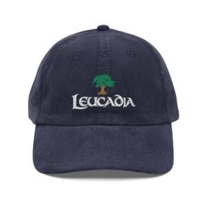Leucadia Corduroy Cap — embroidered tree illustration, navy blue, Leucadia Mercantile