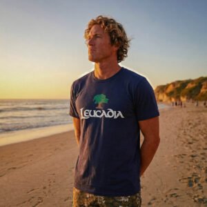 Leucadia Tree Tee — Iconic Leucadia Roadside Park tree illustration on navy Bella+Canvas, Leucadia Mercantile