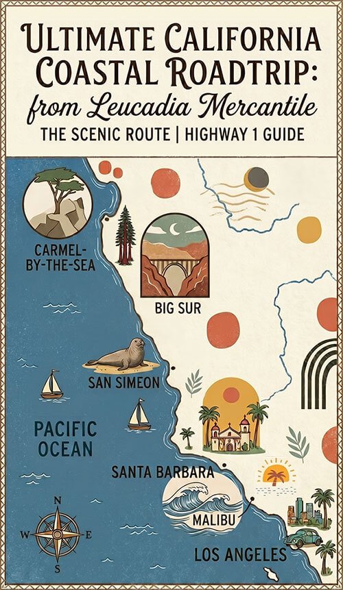 California Coastal Road Trip Map — Los Angeles to Carmel on Highway 1
