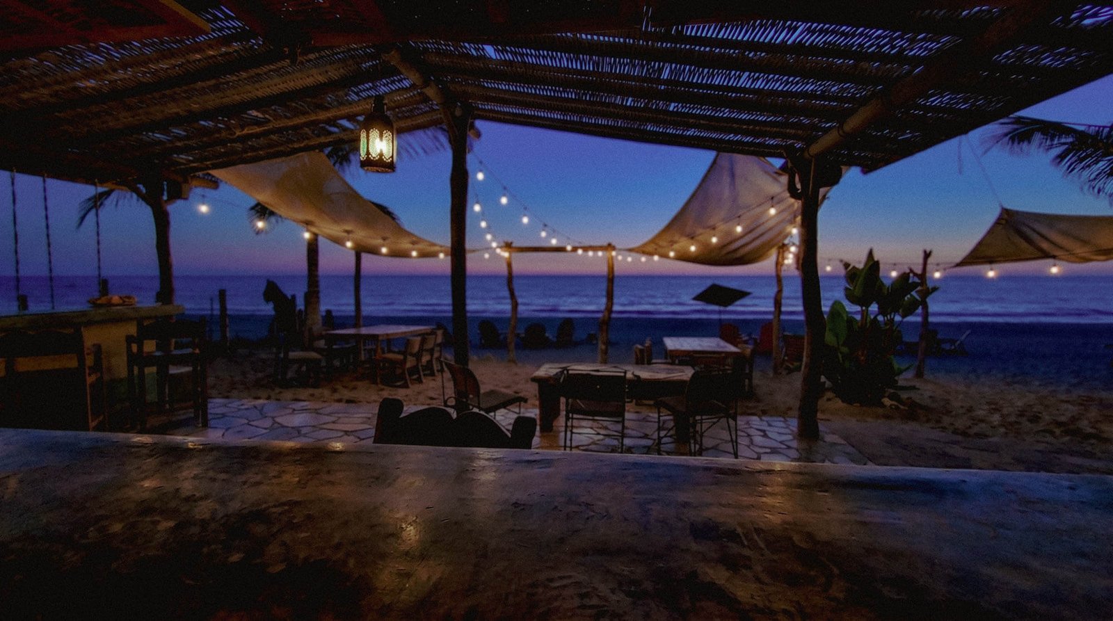 The Green Room Restaurant on Playa la Pastora Todos Santos Mexico