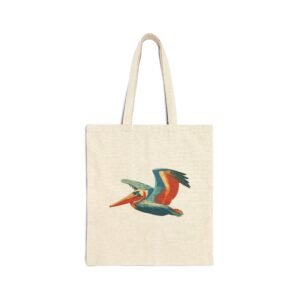 Pacific Pelican Canvas Tote — Vintage Coastal Bird Eco Shopper