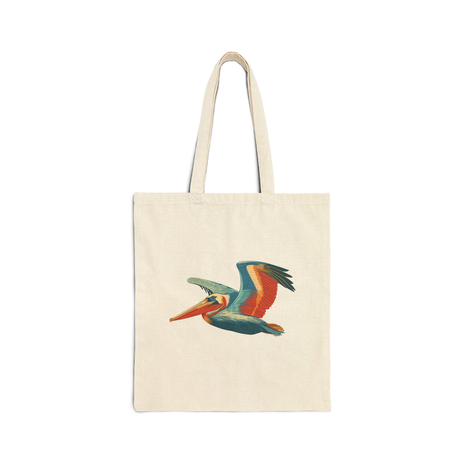 Pacific Pelican Canvas Tote — Vintage Coastal Bird Eco Shopper