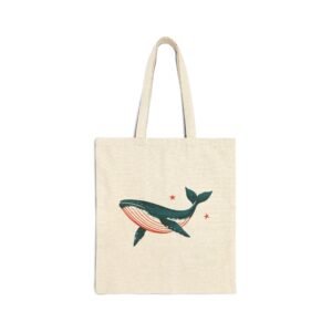 Pacific Whale Canvas Tote — Nautical Sea Life Market Bag
